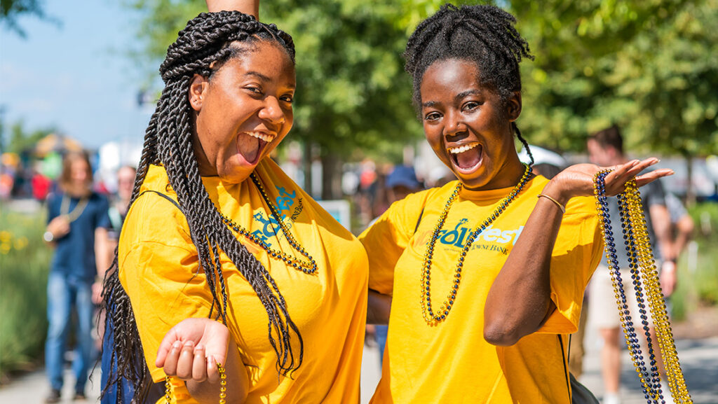 Photos of students attending the folk festival